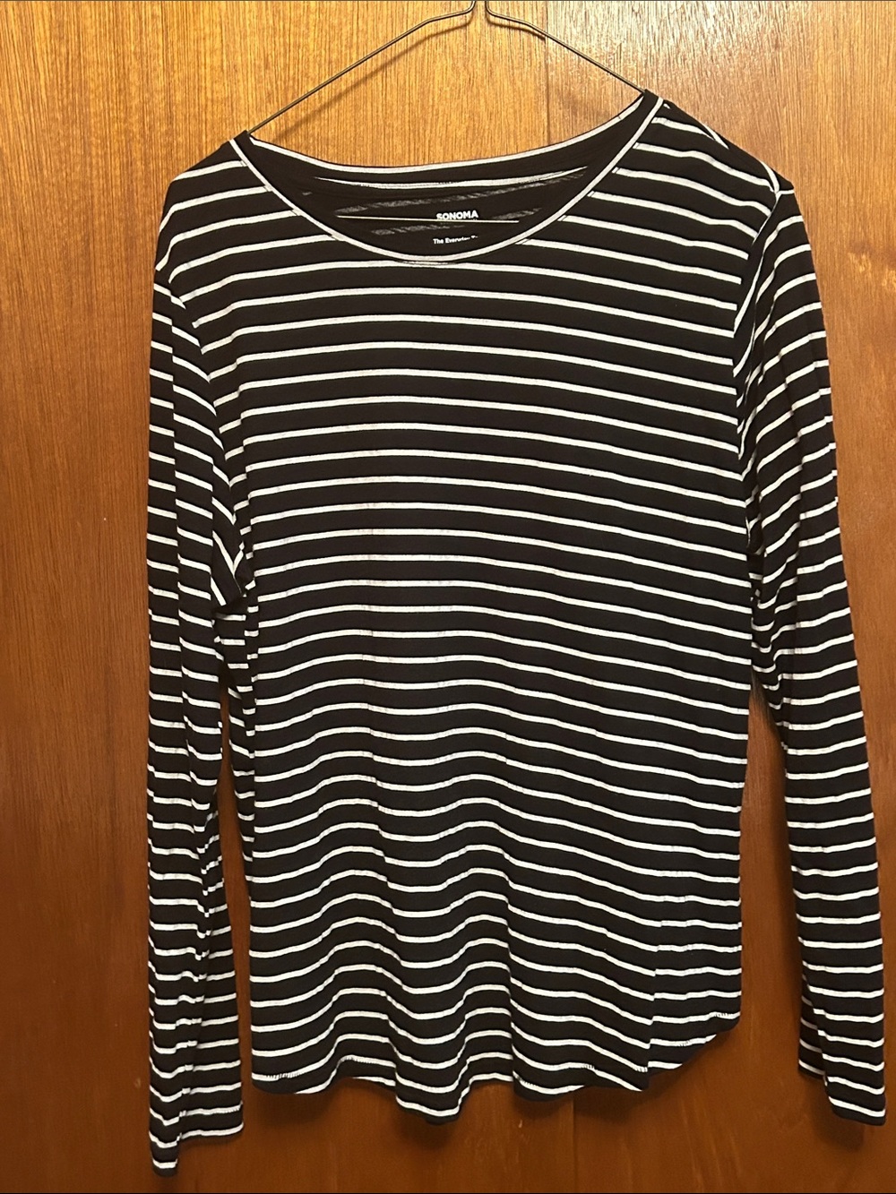 Sonoma Black & White Striped Long Sleeve Tee